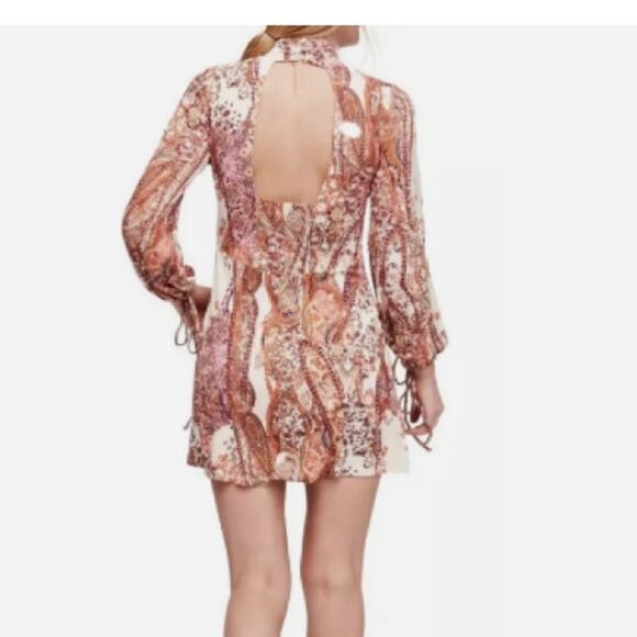 Free people sm all dolled up midi dress mock neck open back boho festival artsy - Picture 2 of 10